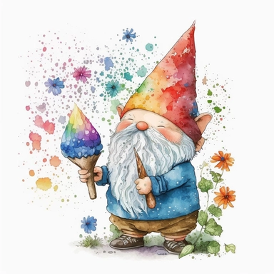 Cute Gnome Autism, clipart, watercolor,White background