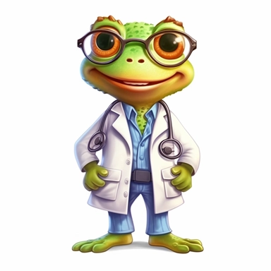 cute Frog character wearing doctor clothes and doctor element with happy face,front facing on isolated background,with happy face and expression,Animal Sublimation Clipart,no splash watercolor,white background, ultra detailed clipart, cut out image, colorful watercolor realistic, cartoon style, ultra HD, sharp and clean art