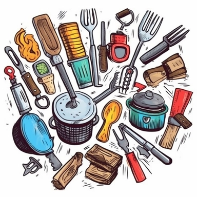 clipart doodle grilling tools
