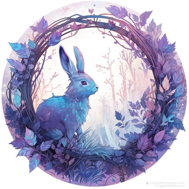 Cirlcel clipart, surrounded by frozen vines, an enchanted forest, bunny, blue and purple colours, luminous, glowy, illustration, simple, pencil drawn, vivid colors, by amy sol and magali villeneuve and susan bourdet and ross tran, intricate, illustration, 8k, png, isolated on white background--upbeta