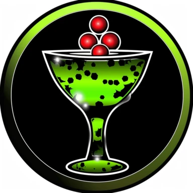 Infrared simple clipart business logo of a [martini in a glass with a green olive] for a [bar]