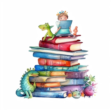 Watercolor Bookworm Life Clipart, isolated on white background