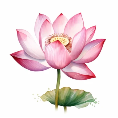 lotus flower, watercolor, clipart, white background
