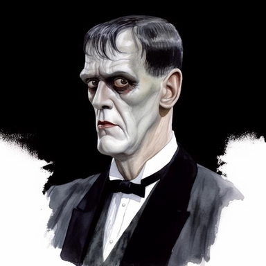 charming butler Lurch, from the movie The Addams Family by Barry Sonnenfeld, watercolor by mary whyte, romantism, clear line, white solid background, clipart, gothic