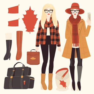 modern canadian woman clipart, whole body