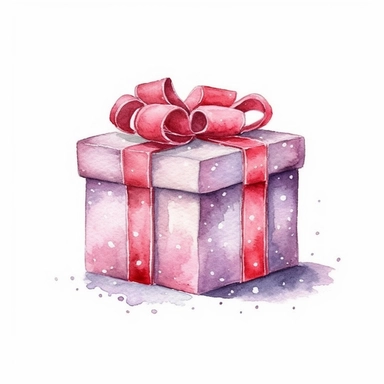 watercolor style, christmas present clipart, isolated on white background, 4K