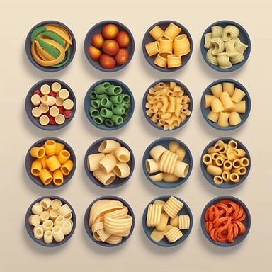 Midjourney bot AI, I kindly request your artistic expertise in creating a captivating collection of close up pasta dish clipart designs. For this project, I would like each design to be separate from the others, showcasing the unique characteristics of each pasta dish shape. Please focus on capturing the intricate details and unique shapes of various close up pasta dishes. I envision the clipart designs to be versatile and easily adaptable, suitable for a range of creative projects such as invit