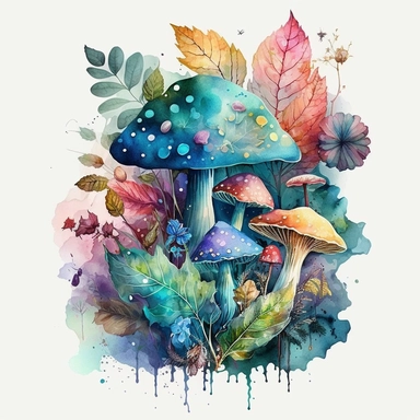 /FAST Watercolor Magic Mushrooms MIX COLORS amber antique rose berry blue blue green bubblegum pink claret evergreen blue_green pumpkin rainbow sliver blue teal velvet blackwhite Clipart - dark fantasy watercolor witch fairy starts magical ar__ 14 :10 __ s750 __v5