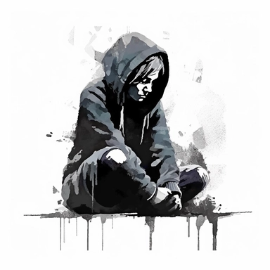 sad, lonely, hopeless, depression, dark, expressionism, artistic clipart border, white border, cutout border, borderless design