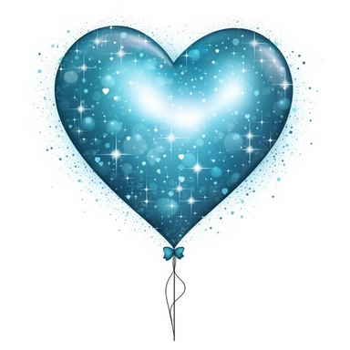one heart light blue shape ballon has sparkles inside handrawn same size lines clipart