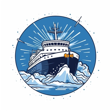 icebreaker breaking ice, very simple outline drawing, logotype, icon, clipart