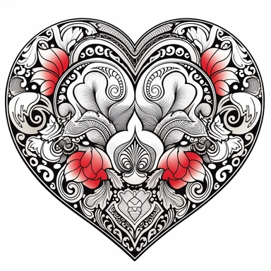 heart clipart coloring book style