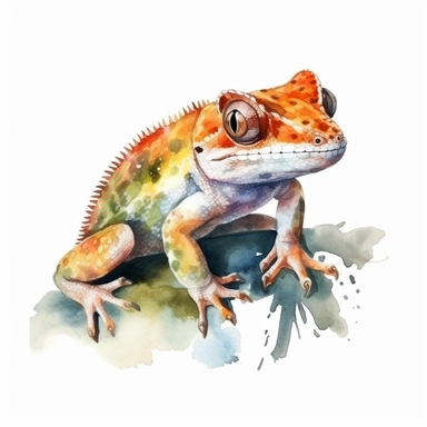watercolor Cute gecko lizard clipart, Isolated on white background