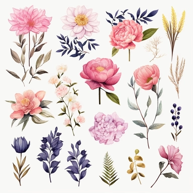 Floral Clipart MegaBundle Commercial Use Digital Design Bundle Realistic Watercolor Flowers/ white background