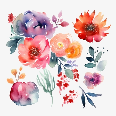 happy new year theme watercolor clipart white background