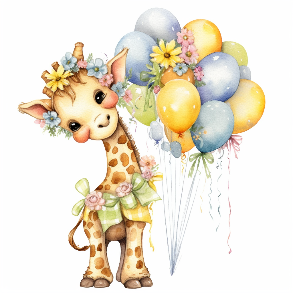 giraffe balloons cliparts