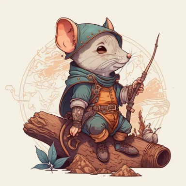 book illustration of a fantasy adventurer mouse, cute, portrait, realistic, high contrast colors, style stunning 60mm photo, outline, popular on pinterest, clipart, trending on artstation, minimalist, flat design, white solid background, insane details, intricate details