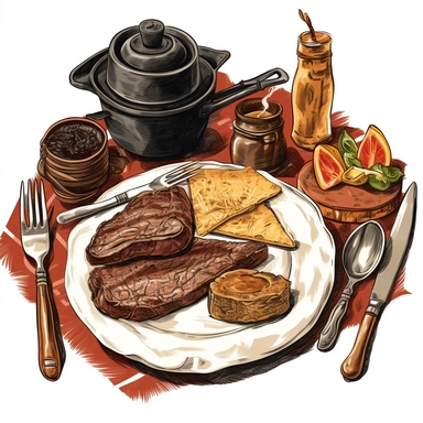 clipart, steak dinners, no background, old west , country dinner