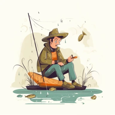funny fishing clipart, in the style of sense of quiet contemplation, verdadism, skillful, pictorial, les nabis, hd, whistlerian, vector graphics, white background