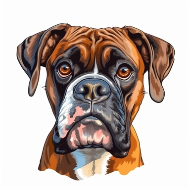 Funny Boxer dog Face Sublimation Clipart, caricature painting, Illustration clipart, 4K, extremely detailed