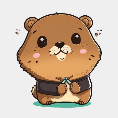 a cute chibi kawaii groundhog, clipart, white background