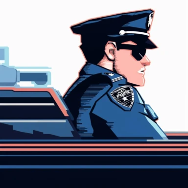 vegas police officer free vector clip art, in the style of neo-geo minimalism, gottfried helnwein, pixelated chaos, blown-off-roof perspective, animated gifs, mechanized forms, outrun
