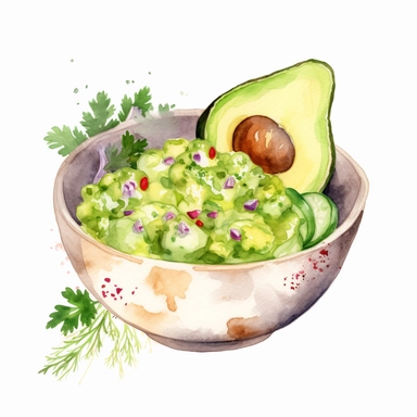 watercolor guacamole clipart white background