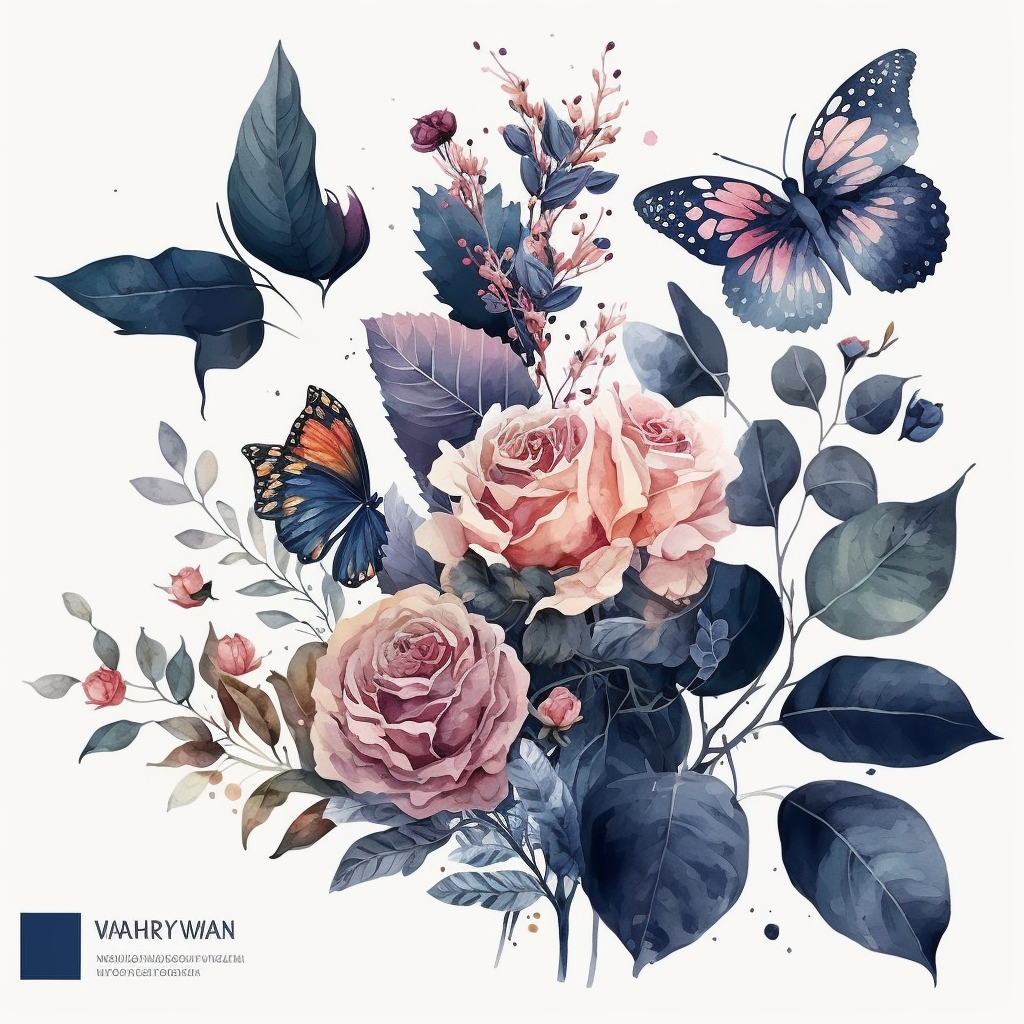 navy floral cliparts
