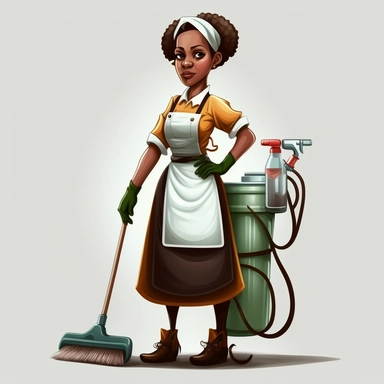 female cleaner, clipart, very detailed, high resolution, white background
