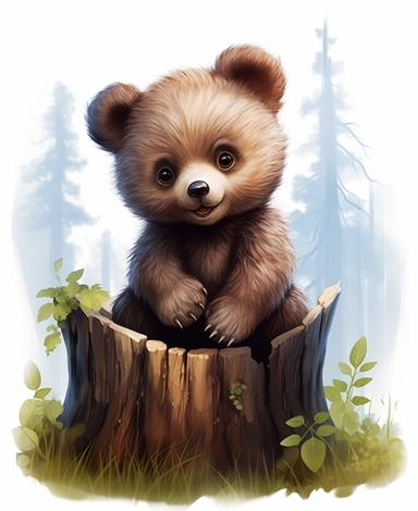 cute, baby woodland bear, clip art, big blue eyes, adorable,