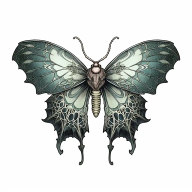 a luna moth, gothic style, sketch, clipart, standalone