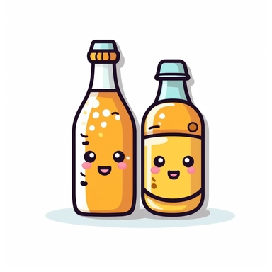 kawaii Beer Bottle clipart isolated on white background, father's day
