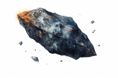 Watercolor, Design an image showcasing an N-type asteroid, characterized by a fine-grained and porous structure clipart, hd, on a white background, spaced out