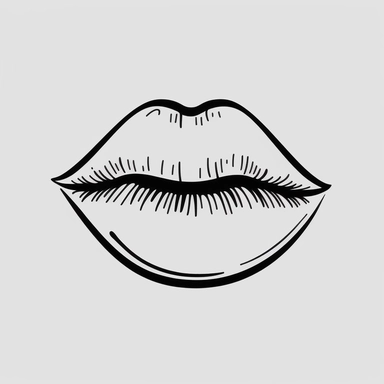 simple outline of cartoon lips, minimalist, black on white, lineart, 2d flat file, silhouette, clipart, svg