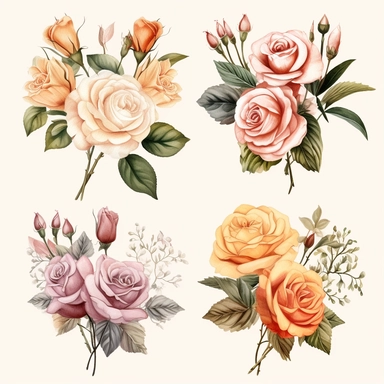 Roses Floral Bouquets clipart