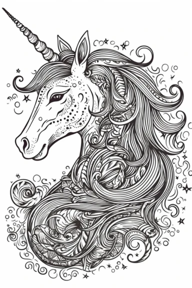 cute unicorn playing depicted in the style of clipart, white background, vector lines, in the style of a coloring book, thick, clear,lines, black and white,