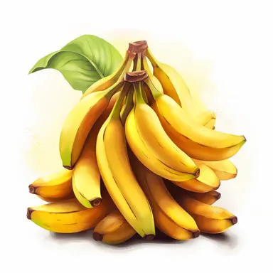 bunch of bananas, illustration vector image, clipart, digital drawing, soft edges and blurred details, cute colorful, realistic super details, white background, object complete display, screen without watermark, element, PNG, 8k--ar 1:1