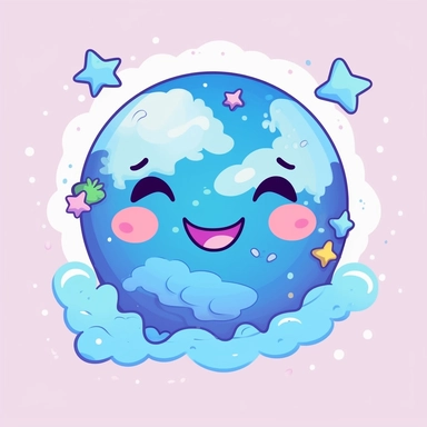 earth art vector graphic space happy kawaii clip art precise clean lines symmetric clip art on white background