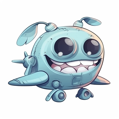 fantasy happy cute airplane mamal face, cartoon, clipart, mascot, isolated on white background