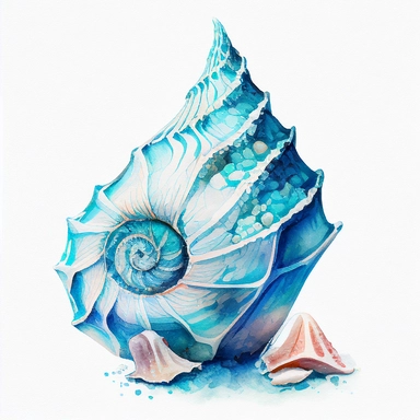 watercolor seashell Atlantic Angular triton, cute clipart