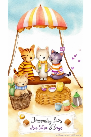 watercolor Clipart, friends Cat and Dog in knitted clothes, Cartoon–cute or childlike, Whimsical illustrations, charming, childlike, carefree, dreamy, fun and colorful, cute, watercolor, hand-drawn, digital painting, soft lighting, bird's-eye view, seed1