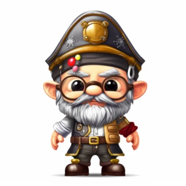 clipart, male kawaii Pirate gnome, kawaii Pirate gnome, isolated on white background, no background
