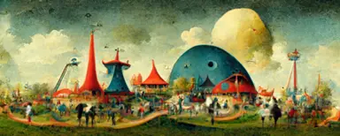 A fascinating amusement park, Clipart, by Hieronymus Bosch, Outrun