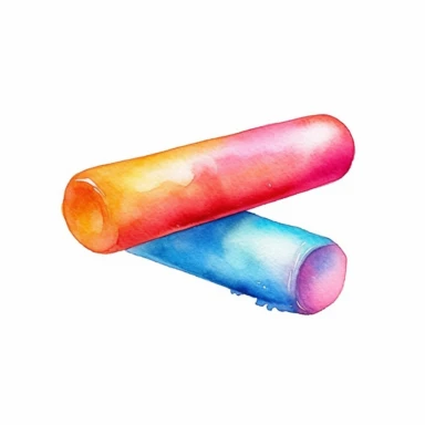 watercolor colorful clipart of a bright pool noodle, hd, on white background