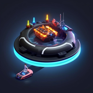 futuristic small family hovercraft concept, isometric perspective, game sprite, sci-fi, fun, creative, cartoon, clipart, hyper-detailed, black background,