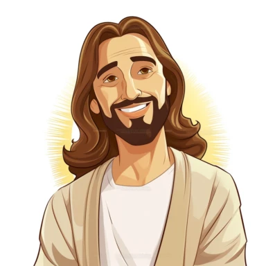 clipart, stock photograph, white background, cartoon, vector, Jesus with tan skin as Lord