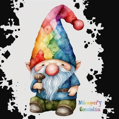 Cute Gnome Autism Watercolor Clipart, clipart, white background, no watermark, no text, no word