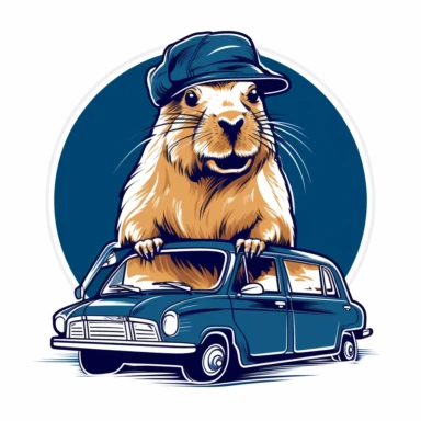 very simple clipart, Vintage retro distressed Capybara design featuring contour, t shirt design graphic design, navy and bone colors , in the style of bold outline, White background