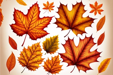 autumn maple leaves, orange fall leaf, thanksgiving or halloween design elements in orange red and yellow autumn colors, seasonal clip art or png design elements for border or background illustrations