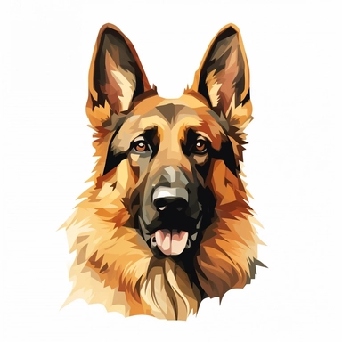 clipart of a german shepherd, americana style, white background, vector style